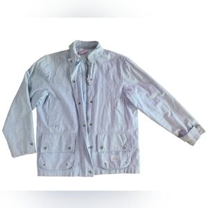 Vintage Lauren Ralph Lauren Oiled Linen Jacket w/ Pastel Plaid Lining - Petite S